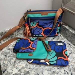 Fossil Hipster/3 Zipper Pouch/Matching Key Ring